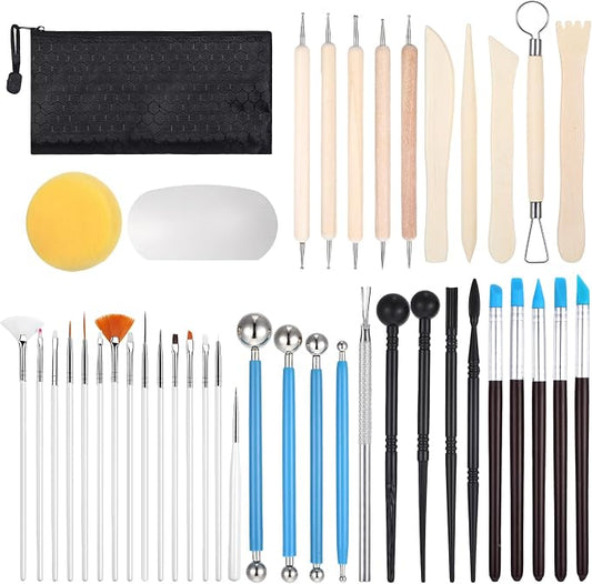 NYTGAH 42 PCS Air Dry Clay Tools, Practical Polymer Clay Sculpting Tools Kit for Adults, Pottery Clay Kit for Dotting, Carving, Drawing, Molding, Modeling, Shaping
