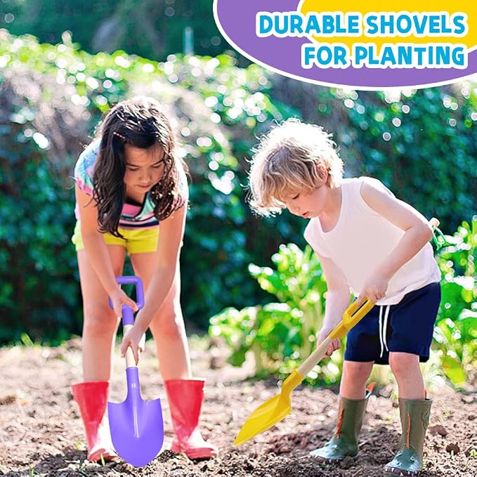 Kids Garden Tool Shovels Toys, 16" Long Kids Beach Spades Sand Shovels Toys for Adults Gardening Tools Garden Kit Travel Sandbox Toy Sturdy Snow Scoop Durable Wood Handle Spade for Digging Sand Snow