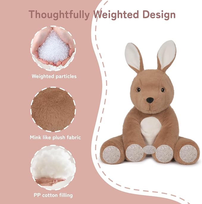 Niuniu Daddy 14" | 3.5 Pound Kangaroo Weighted Stuffed Animals for Kids & Adults, Large Weighted Plushies Pillow for Sleeping and Calming, Cute Sitting Plush Toy Huggable Gift for Everyday Comfort