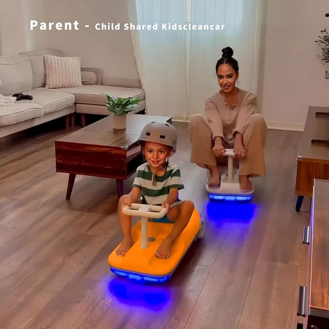 12V Ride-On Car with Cleaning Fun, 3 in 1 Gokart, Soft-Start, 5-Speed Adjustable, Detachable mop, Rechargeable Battery, 160lbs Capacity, Indoor & Outdoor for Kids Ages 3+ Orange