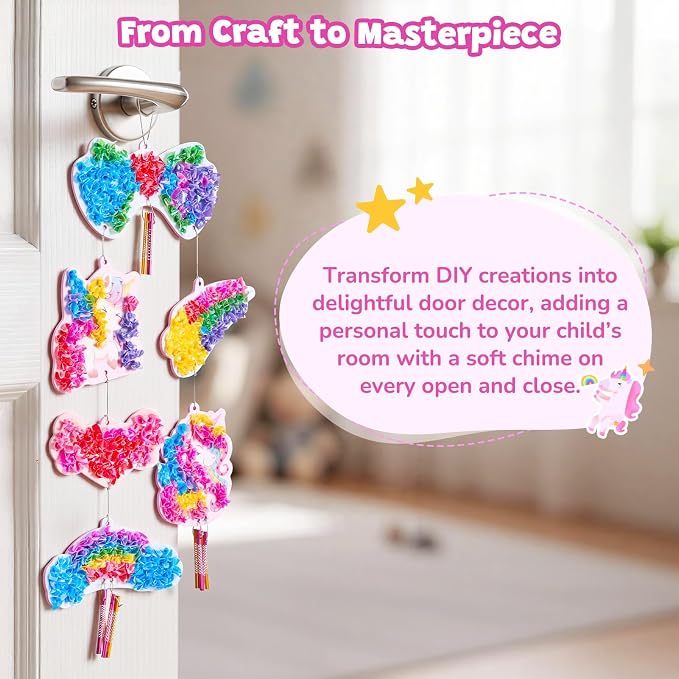 Poke-in Wind Chime Craft Kit for Kids, 3D Magical Fantasy DIY Set with Audible Wind Chime Pieces, 6 EVA Magical Figures, Mess-Free Creative Activity, Arts and Crafts & Birthday Gift for kids Age 3+