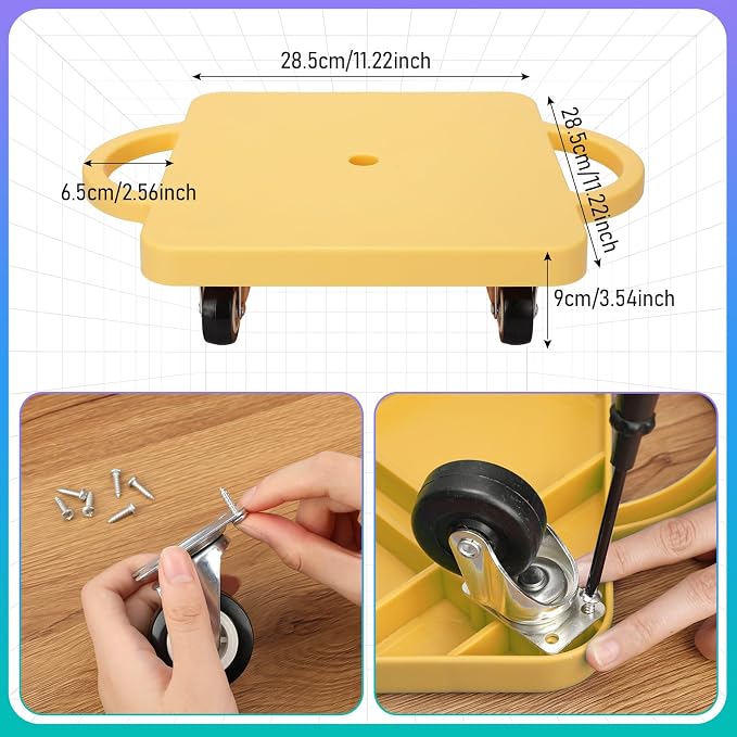 6 Pieces Sports Scooter Board Bulk Sitting Scooter Board with Handles Plastic Casters Sport Flat Scooter for Kids Children Gym Indoor Outdoor Activities Play Equipment(Light Color)
