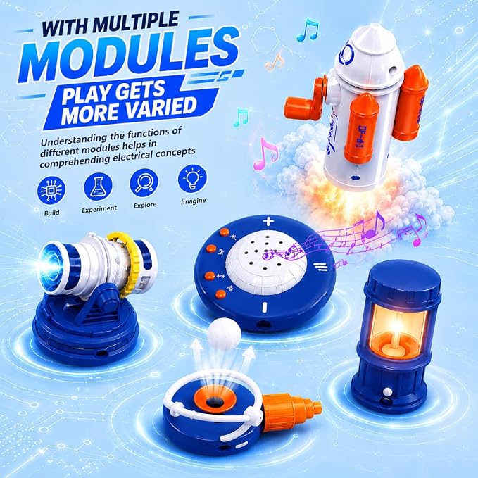 STEM Circuit Kit for Kids Ages 6+, 66PCS Electronics Exploration Kit with 1200+ Creative Projects for Home & School Learning, Educational Physics Science Toy Gift for Boys Girls