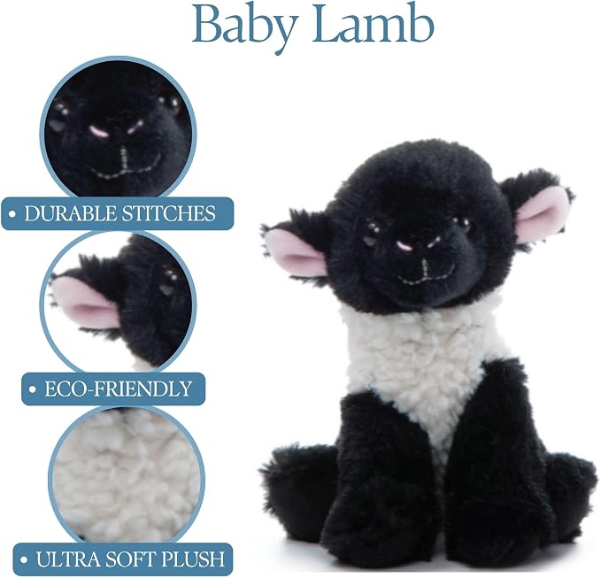 The Petting Zoo Lamb Stuffed Animal Plushie, Gifts for Kids, Wild Onez Babiez Farm Animals, Lamb Sheep Plush Toy 6 inches
