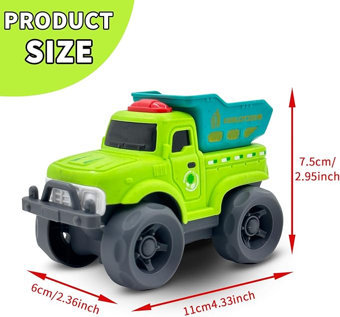 Aigitoy Toddler Car Toys for Boy Girl 1-3 Year Old, Green Recycling Truck, BPA Free, Phthalates Free, PVC, Recycled Plastic, Toddlers Toy for Fine Motor Skills, Birthday for Boys Girls