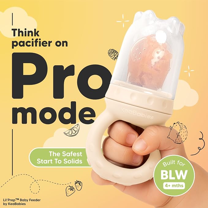 KeaBabies Baby Fruit Feeder 2pk - Silicone Baby Food Feeder for Babies 6-12 Months, Breast Milk Popsicle Teether, Weaning, Pacifier, Freeze Frozen Solid Food, Infant Feeding Essential (Roseate)