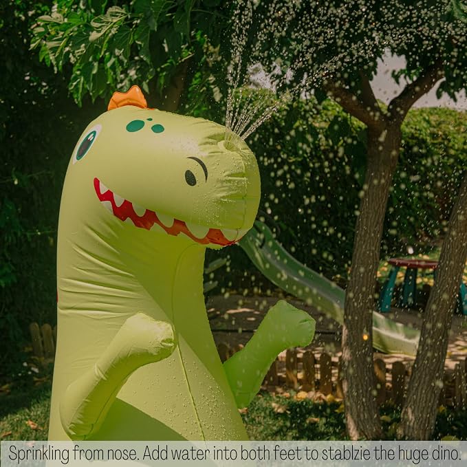 Float Joy Sprinkler for Kids Outdoor Play Water Sprinkler Inflatable 5.5ft Giant Dinosaur T-REX Great Gift for Kids and Adults Water Toy for Pool Party Decorations Summer Yard Party