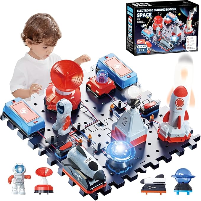 STEM Circuit Kit for Kids Ages 6+, 35PCS Electronics Kit with 200+ Projects, Educational Science Experiment Toy for Boys & Girls, Beginner Electrical Engineering Set for Home & School