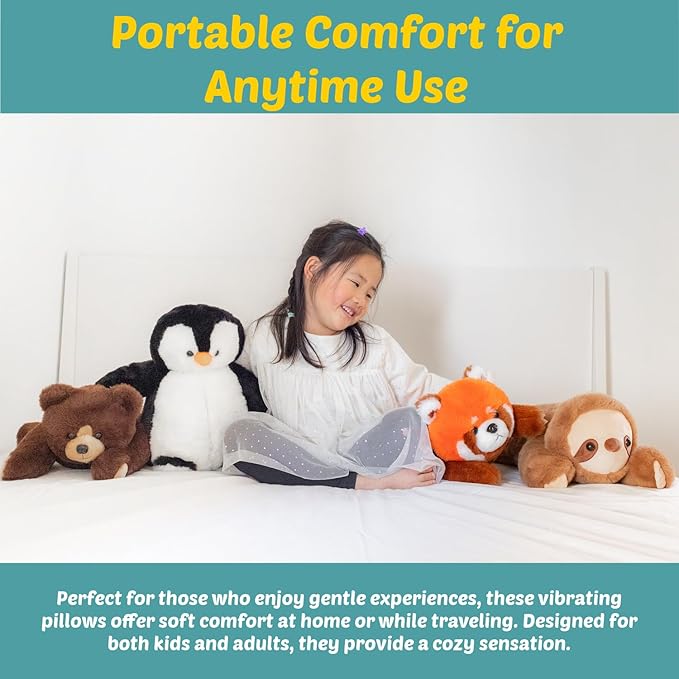 Penguin Sensory Weighted Vibrating Pillow, Pressure Activated for Kids Adults, 11x20, Pillow Animal, Calming Therapy for Focus and Balance, Weighted Stuffed Animals, Weighted Plush, Sensory