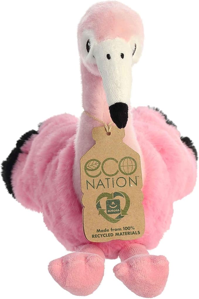 Aurora® Responsibly Made Eco Nation™ Flamingo Stuffed Animal - Ideal for Playtime Adventures - Perfect for Birthdays or Just Because - Pink 10.5 Inches