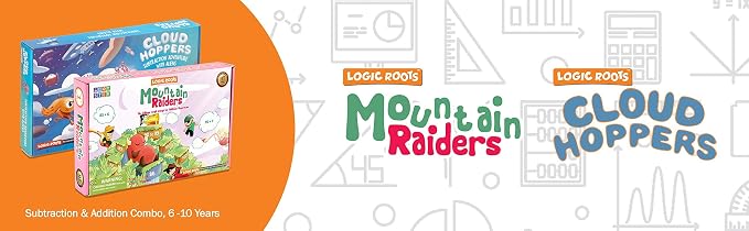 Addition and Subtraction Game - Fun Math Board Game for 6-8 Year Olds, Easy to Play Educational Game for Kids at Home, STEM Toy Gift for Girls & Boys (Cloud Hoppers + Moutain Raiders)