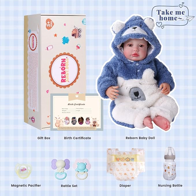 BABESIDE Reborn Baby Doll Boy - 20 Inch Lifelike Soft Vinyl Realistic Baby Dolls with Poseable Body & Accessories, Real Life Newborn Baby Doll for Cuddling, Playtime & Gift for Kids Ages 3+