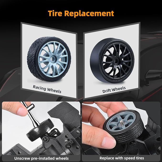 RC Drift Car, Drifting RC Car 2.4GHz 1/16 Remote Control Cars 4WD High Speed Racing Vehicle Remote Control Drifting Cars Sport Toy Cars for Adults Boys Girls Kids Black