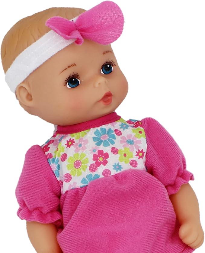 Baby's First Bathtime Baby Softina in Pink & Floral Jumper With Matching Headband and Feel So Real Skin - Safe for Children 1 Year & Up