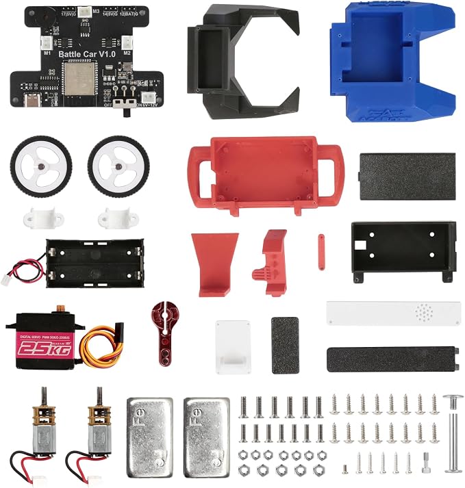 2-in-1 Football & Battle Robot Car Kit, ESP32 APP-Remote Control Battlebolt Car Fighting Robot Toy for Kids Wireless Gameplay Robotics STEM Science Kit Birthday Gift for Boys Girls Age 8+ (One Kit)