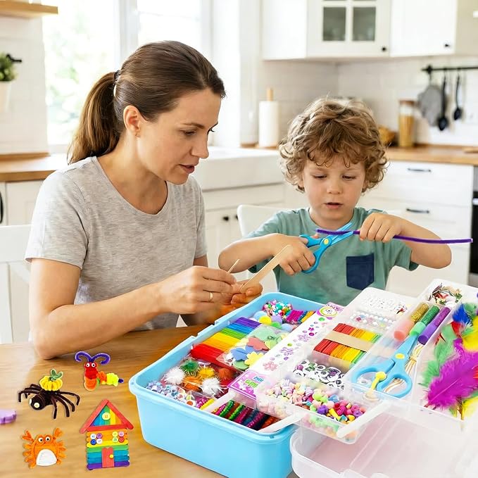Bobbie Art Arts and Crafts Supplies for Kids- Ultimate Crafting Supply Carboodle in Portable 3 Layered Plastic Art Art Crafting Kit Birthday Gifts for Kids