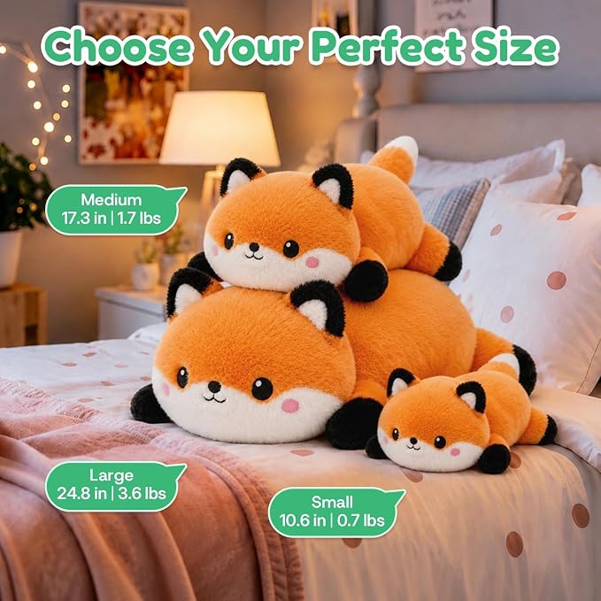 Fox Weighted Stuffed Animal, Soft Plush Toy Gift (10.6 Inch, 0.7 Lbs)