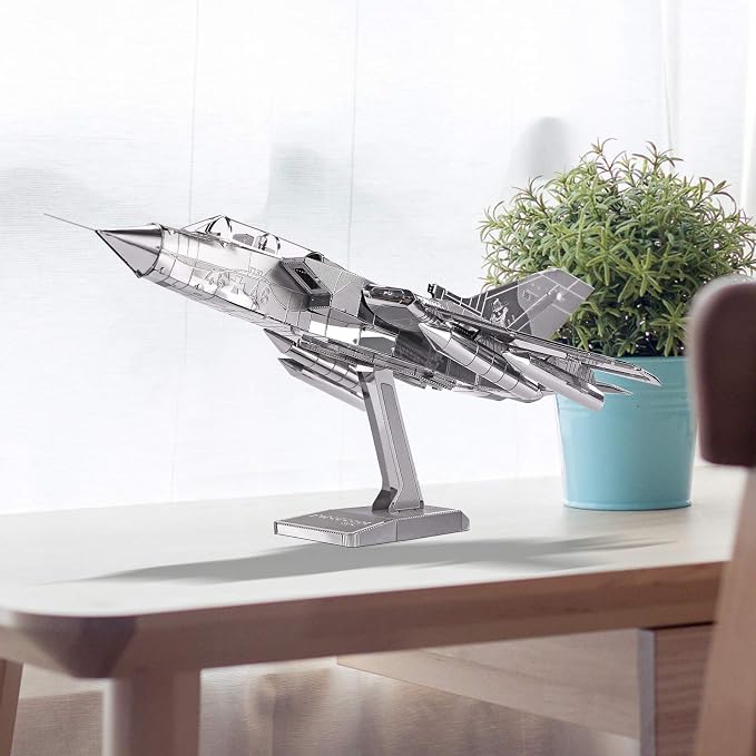 Piececool 3D Metal Puzzle for Adults, Tornado Fighter Jet Military Airplane Models Kits to Build for Teens Men Hobbies DIY 3D Puzzles, Great Birthday Gifts, 83 Pcs