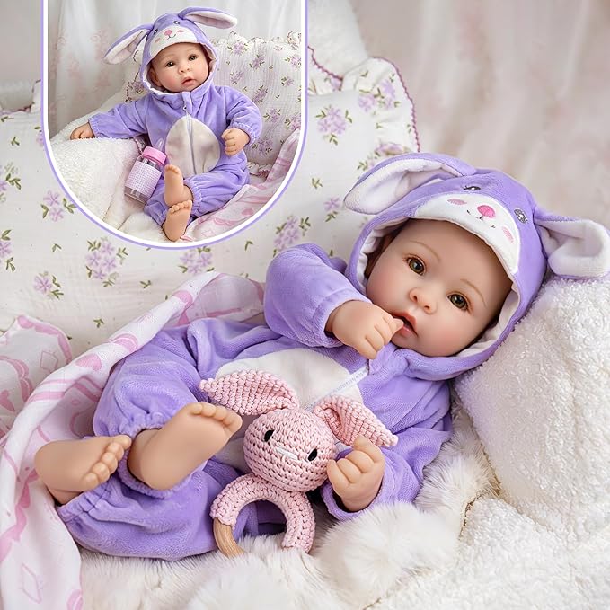 UOFTKIZ Real Life Baby Dolls - 17" Lifelike Baby Dolls, Soft Baby Doll with Open Eyes, Gifts for 3+ Years