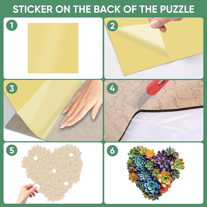 Mys Aurora Heart Puzzle Gifts,FSC Certified, 200 Pieces Succulent Wooden Puzzles for Adults, Unique Shaped Plant Puzzles,Brain Teaser Flower Puzzle Game Medium 11.7'' x 11.2''