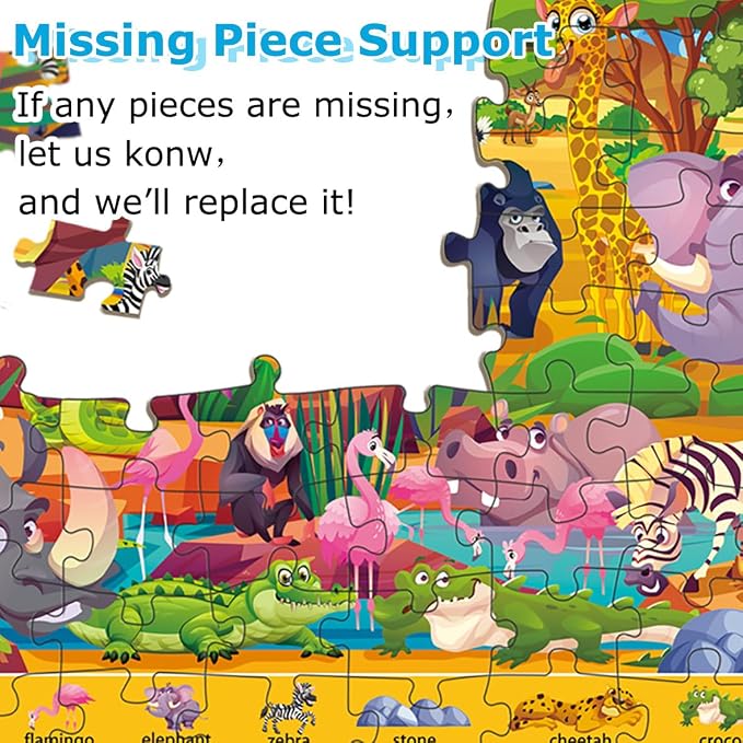 100 Piece Puzzles for Kids Ages 4-6 8-10, Safe Educational Jigsaw Puzzles Wildlife, Jungle, Fantasy & City Life, Fun Learning Toys Gifts for Boys Girls 4-Pack