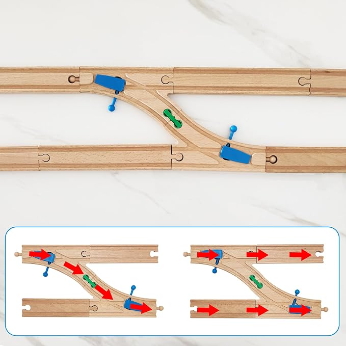 Wooden Train Track Accessories Set,10 pcs Train Track Connector,Compatible with All Major Brands Train Tracks,Christmas Birthday Gift for Boys Girls,Train Toys Expansion Pack for Kids Ages 3+