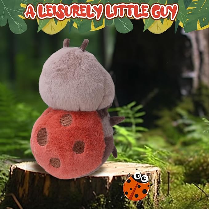 Chubby Smiling Ladybug Plush, Lucky Soft Seven-Spotted Ladybug Plush Toy, Cute Insect Stuffed Animal, The Best Gift for Child and Partners(8 inch)