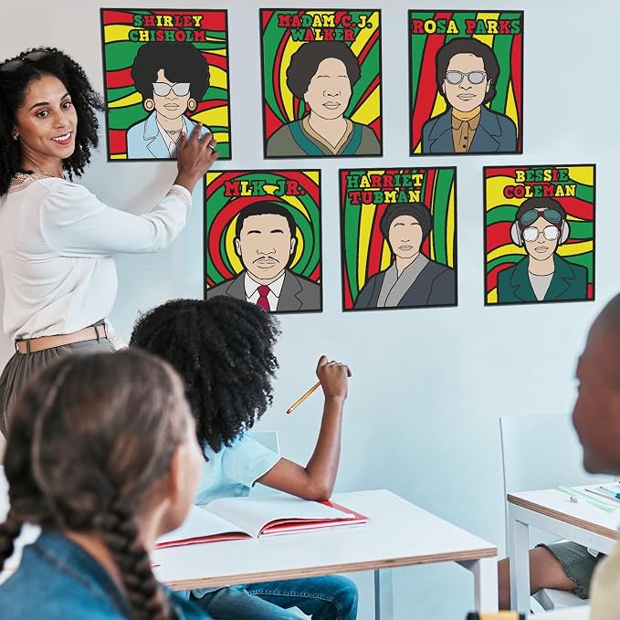 Cinrobiye 48 Pcs Velvet Coloring Posters Black History Month Fuzzy Felt Coloring Pages to Color for Adults Teenagers All Ages Classroom Assisted Living Festive Holiday Art&Craft Activity (BHM2)
