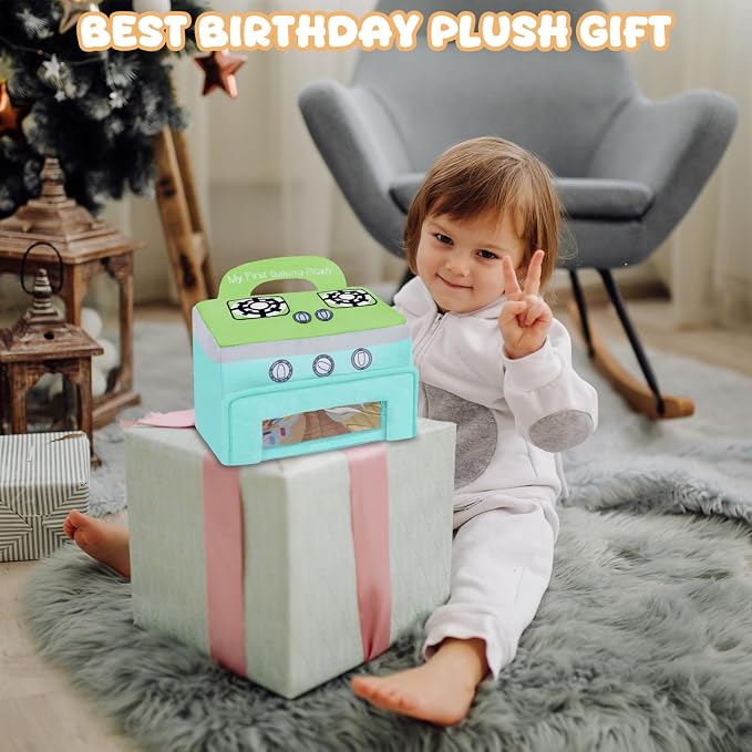 My First Baking Plush, Baby Baking Toy Set with 5 Pcs Dessert Plushies for Toddlers, First Birthday Gifts for Boys Girls
