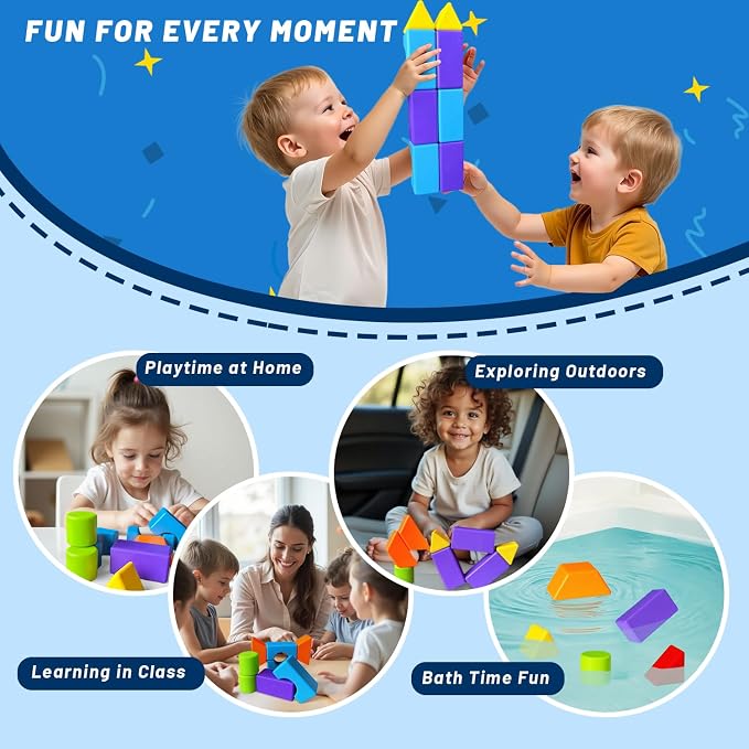 Pairez Toys Magnetic Building Blocks, Large Magnetic Blocks in Multiple Shapes, Creative Building Toys for Preschool Learning, Montessori & Sensory Magnet Toys for Kids Ages 4-8 (36 PCS)
