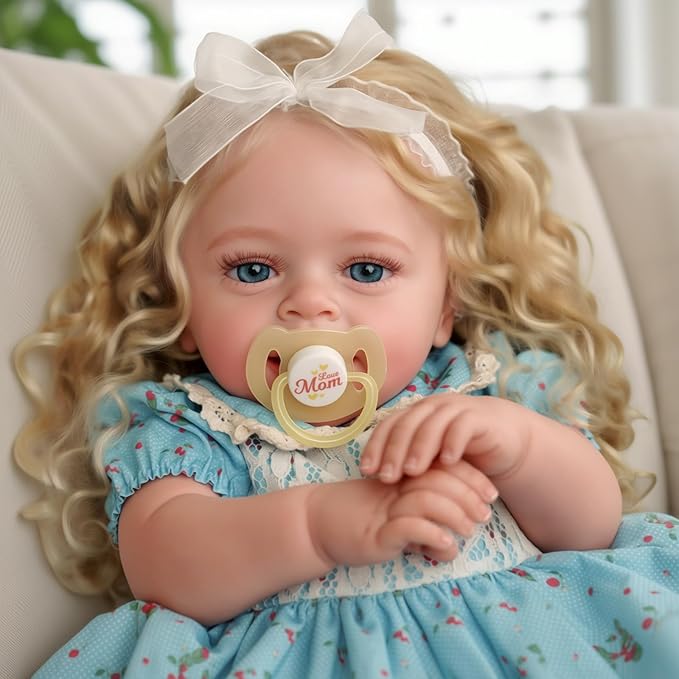 JIZHI Lifelike Reborn Baby Dolls - 18 Inch Realistic-Newborn Baby Dolls Vinyl Full Body Blond Girl Handmade Real Life Baby Dolls with Clothes for Kids Age 3+