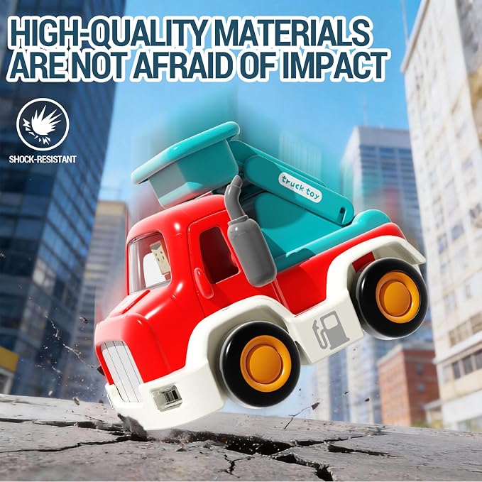 soi-meme 11-Pack Car Toys for Toddler 1-3,Push-and-Go Friction Powered Cars with Lights & Music,Truck Roadblock Toys Set,Baby Boy car Toys for 6-9-12-18 Months,for Kids Boy Birthday Gifts