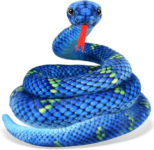 Snake Plush, Stuffed Snake Animal, 71 in Large Toy Snakes for Kids, Giant Stuffed Animals, Lifelike Plush Snakes for Birthday Present Party Prank Prop (Blue)