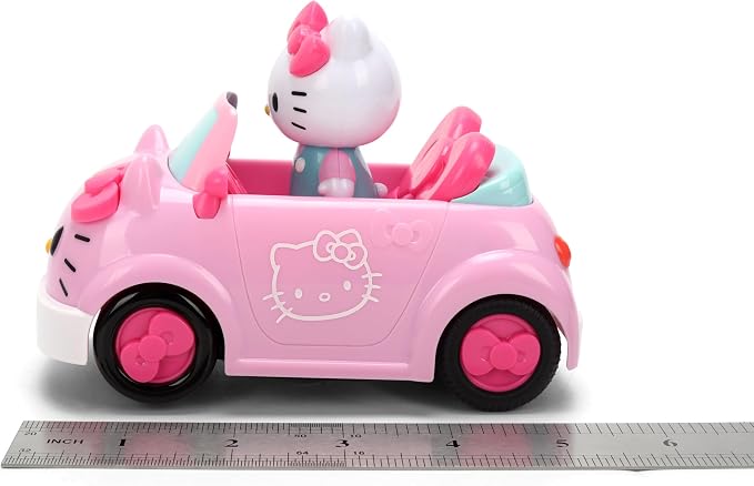 Jada Hello Kitty RC Car 1:32 Scale Vehicle – Simple Function Remote Control Pink Convertible with Non-Removable Figure Toys