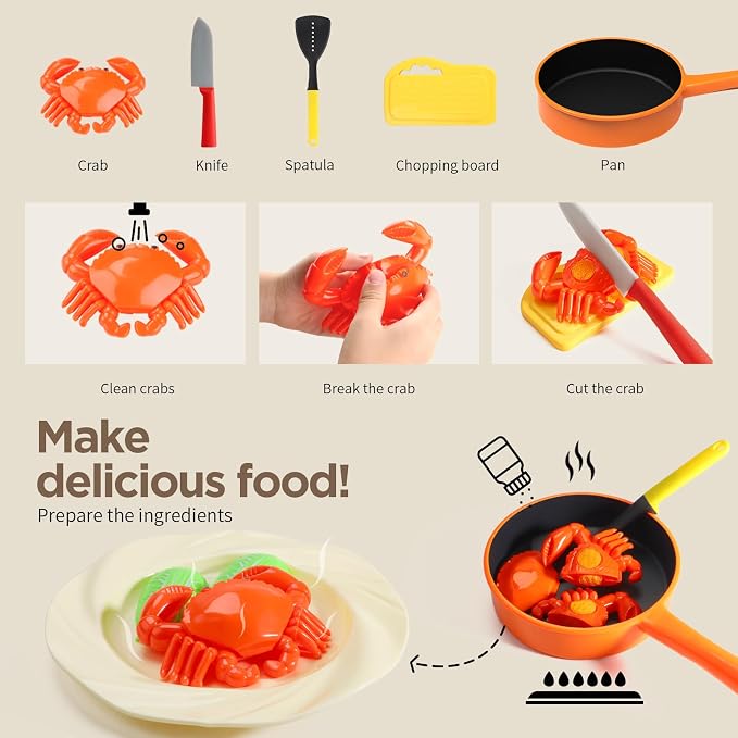 GILOBABY Kids Play Kitchen Accessories - Complete Cooking Toy Set with Pots, Pans & Utensils for Toddlers 1-3, Learning Educational Pretend Play Gift for Girls (Red)