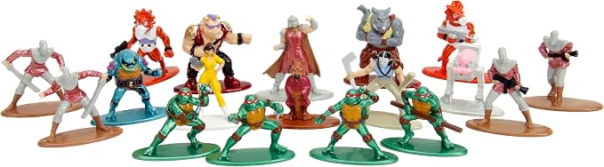 Jada TMNT 1.65" 18-Pack Wave 2 Die-Cast Figures Nano Metalfigs, Toys for Kids and Adults