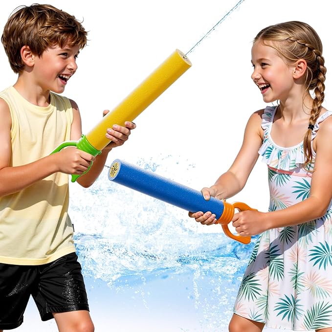 6PCS Toddlers Water Blaster Toys Set for 3 4 5 6 7 Years Old Boys, Assorted Colors Foam Water Guns for Summer Pool Beach Party, Toys Birthday Gifts Outdoor Water Cannon Shooter Toys for Kids 3+