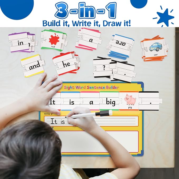 Aizweb Sentence Building Games,Phonics Puzzles for Kids Ages 5-8,Montessori Phonics Reading Learning Games,Learn to Read Part of Speech,Sight Words&Grammar,Speech Therapy Special Education Toy