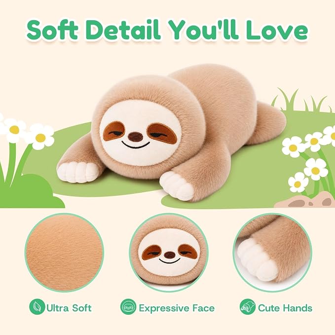 Sloth Weighted Stuffed Animal, Soft Plush Toy Gift (17.3 Inch, 1.7 Lbs)