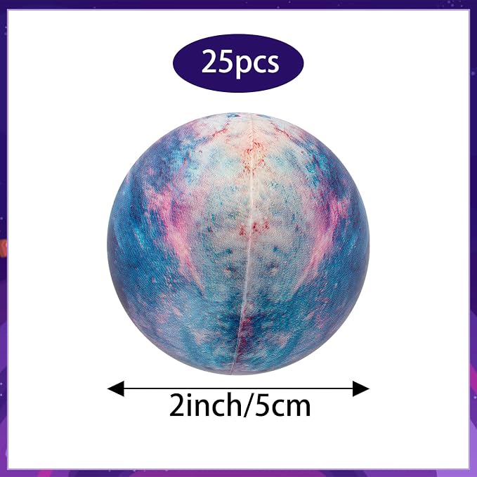 Hooqict Mini Galaxy Stress Balls 25 Pack Foam Stress Ball Space Party Favors Small Soft Squeeze Ball for Kids Adults Stress Relief Toy Goodie Bag Stuffers Gift Bag Fillers School Classroom Prize