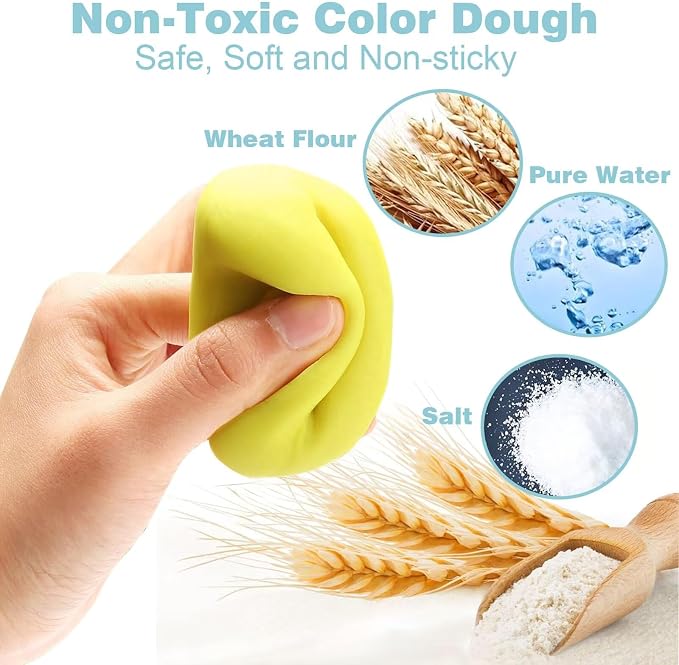 Unleash Creativity with 14 Unique Dino and 0cean Molds Dough Toys Dough Accessories Set Whit 10 Dough.Ideal as a Gift for Kids Aged 3-4-8 Years