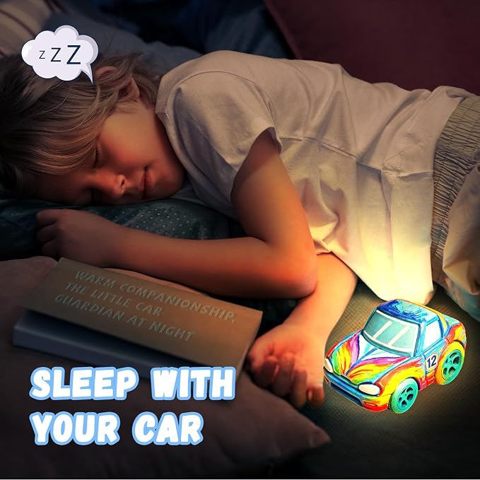 Paint Your Own Car Lamp Kit, Arts and Crafts for Kids Ages 8-12, Arts and Crafts for Kids 4-6, DIY City Sprite Car Night Light, Painting Kit Birthday Gifts for Girls Boys Ages 3 4 5 6 7 8 9 10 11 12+