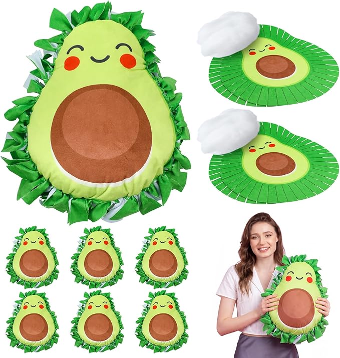 Weysat 6 Sets Avocado Tied Pillow Craft Kit DIY Avocado Shaped Pillow Craft Gifts with PP Cotton for Fruit Theme Halloween Christmas Party Decor Classroom Giveaways