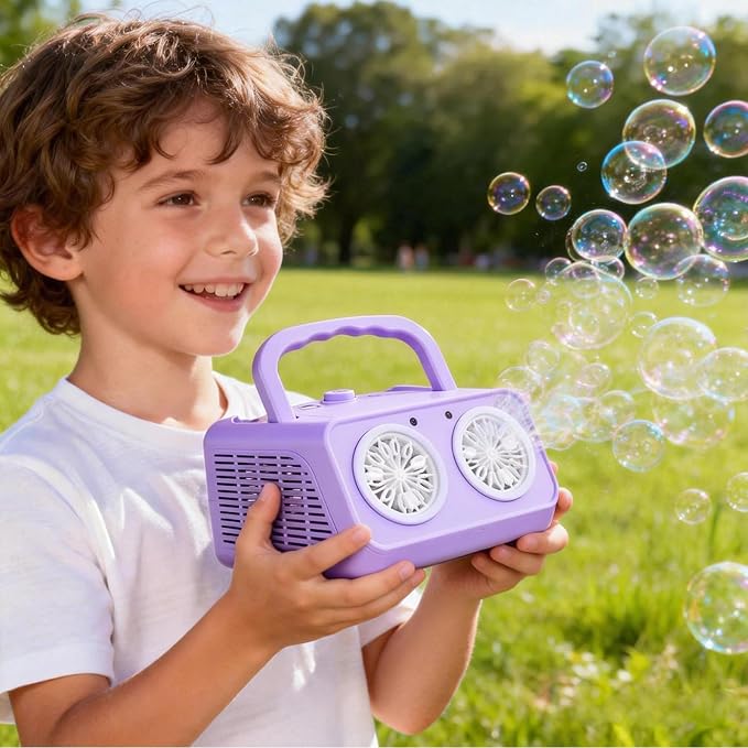 Bubble Machine with Dual Fans,20000+ Bubbles Per Minute | USB-C or AA Battery Operated,Leak-Proof Sealed Bottle,Portable Bubble Maker for Birthday Party Pool Wedding Outdoor