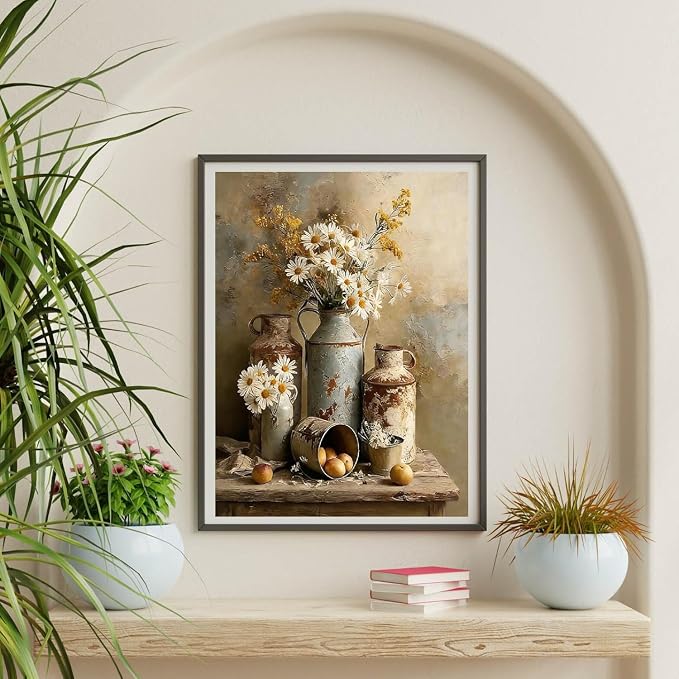 Paint by Numbers for Adults and Kids Beginner, Daisy Flower Painting by Number Kits On Canvas, Number Artist Paint by Number Kit Oil Painting Acrylic Paints, Home Wall Decor Gift 12X16 inch