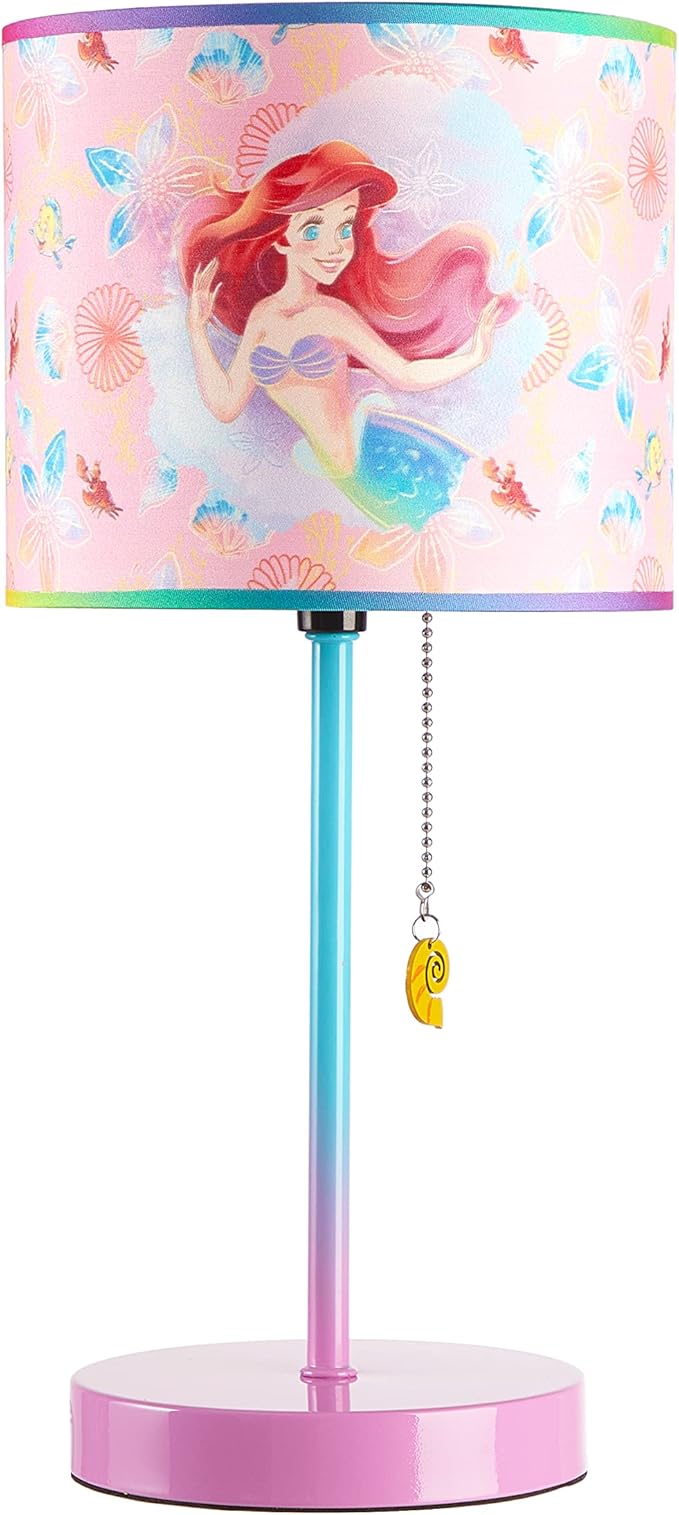 Little Mermaid Ariel Stick Table Lamp for Kids with Pull Chain