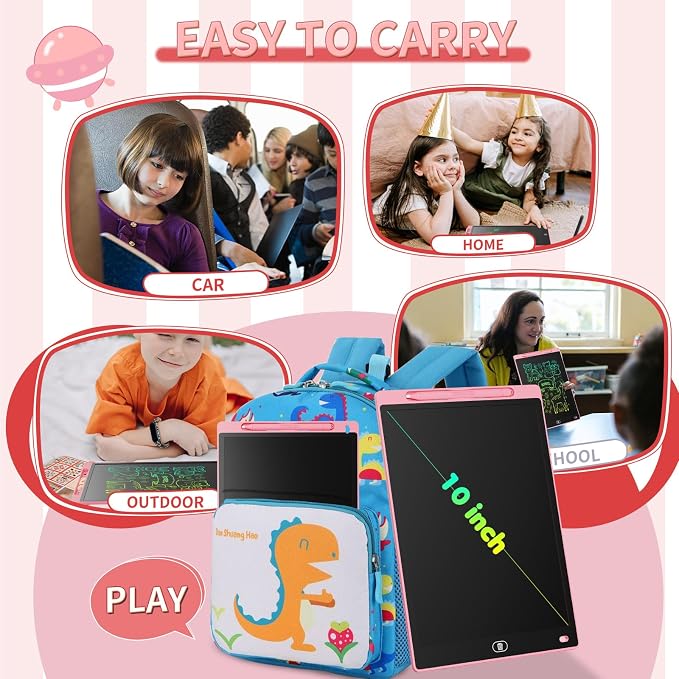 [2 Pack] Genialba LCD Writing Tablet 10-Inch Colorful Doodle Board, Toddler Learning Educational Toys Gifts for 3-8 Years Old Girls and Boys, Electronic Drawing Pad for Kids (Pink&Purple)