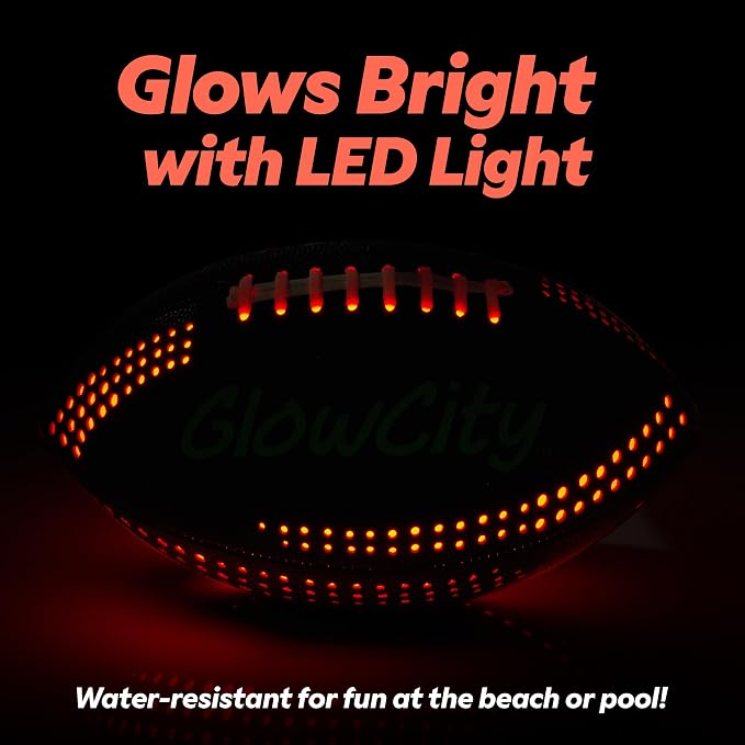 GlowCity Glow in The Dark Football - Size 3/6 Light Up Ball Gifts for Kids, Junior & Teens - Bright Football for Night Outdoor Games - Sports Birthday Gift Ideas for Boys Ages 6 7 8 9 10 11 12 13 14