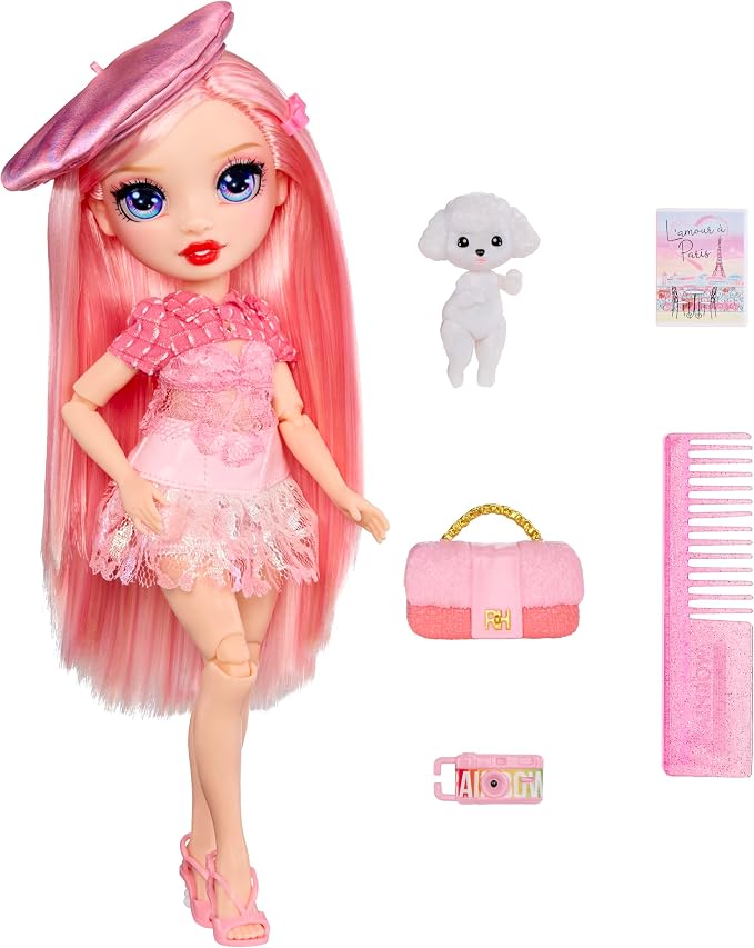 Rainbow High Pretty in Paris Fashion - Bella Parker (Pink), Rainbow 11" Fashion Doll with Outfit, Stylish Handbag, Girls Toy Gift for Kids Ages 4-12 Years