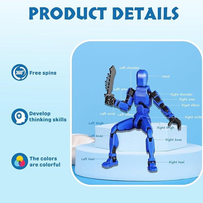 10 Pcs Action Figures T13(Assembly Required),Multi-Jointed Detachable Titan Action Figure with 10 Colors,3D Printed Dummy 13 Action Figure with Accessories for Collectors Desktop Decorations,DIY